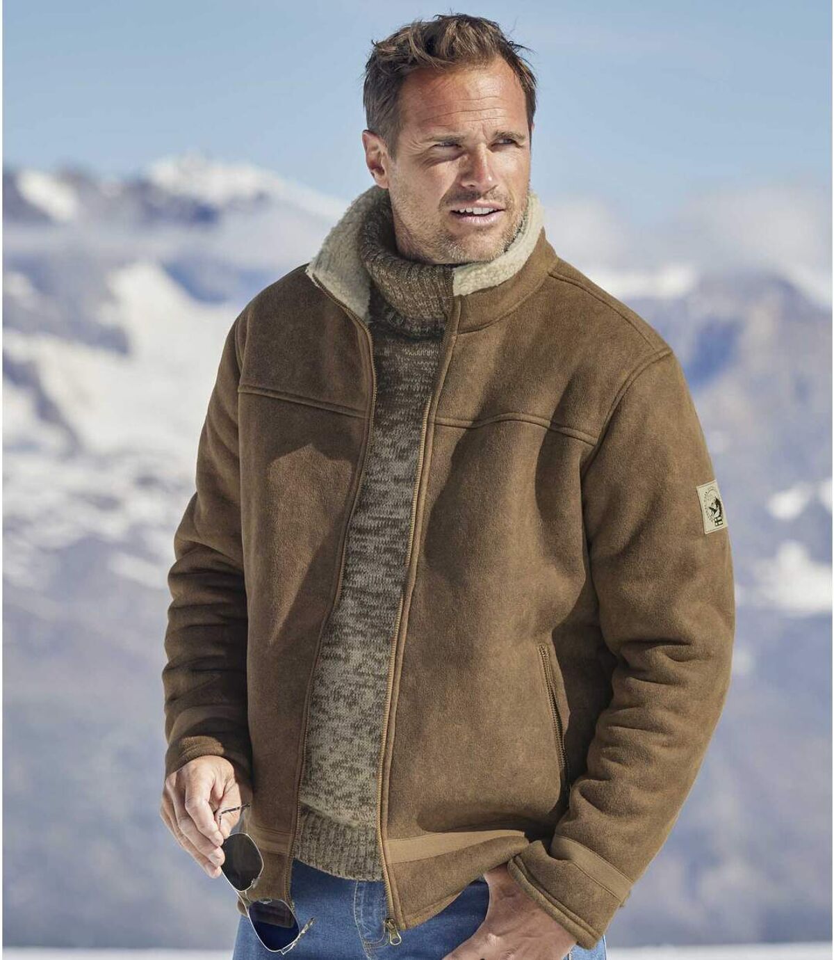 Sherpa bélésű, irha hatású, pilóta stílusú kabát Atlas For Men