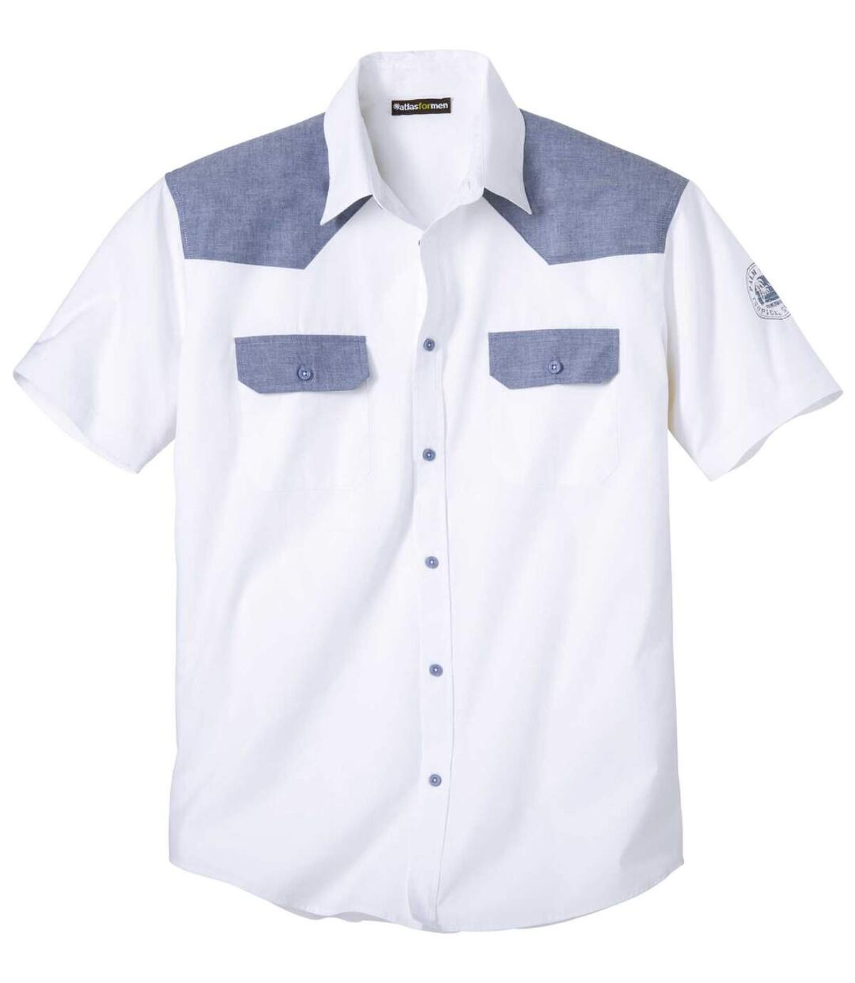 Biela popelínová košeľa s krátkymi rukávmi Palm Coast Atlas For Men