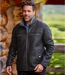 Men's Black Sherpa-Lined Aviator Jacket-3