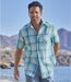 Men's Turquoise Checked Summer Shirt 