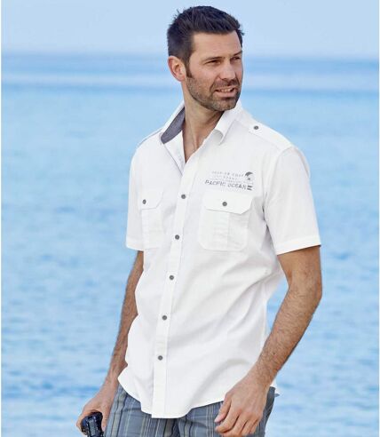Men's White Aviator Shirt - Pacific Ocean