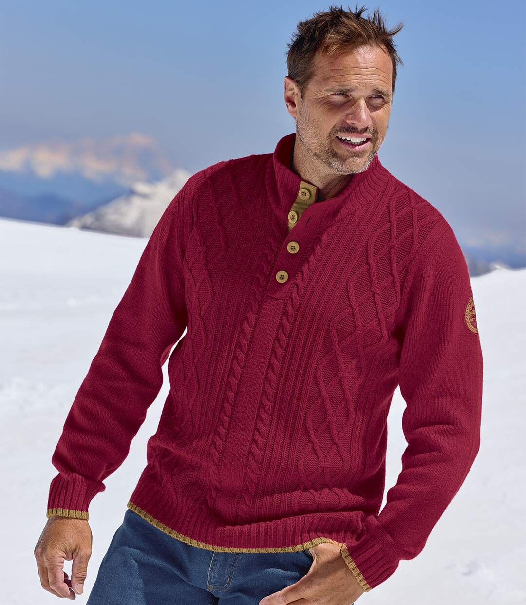 Le Pull Col Boutonné Tricot Torsadé Mountain-4