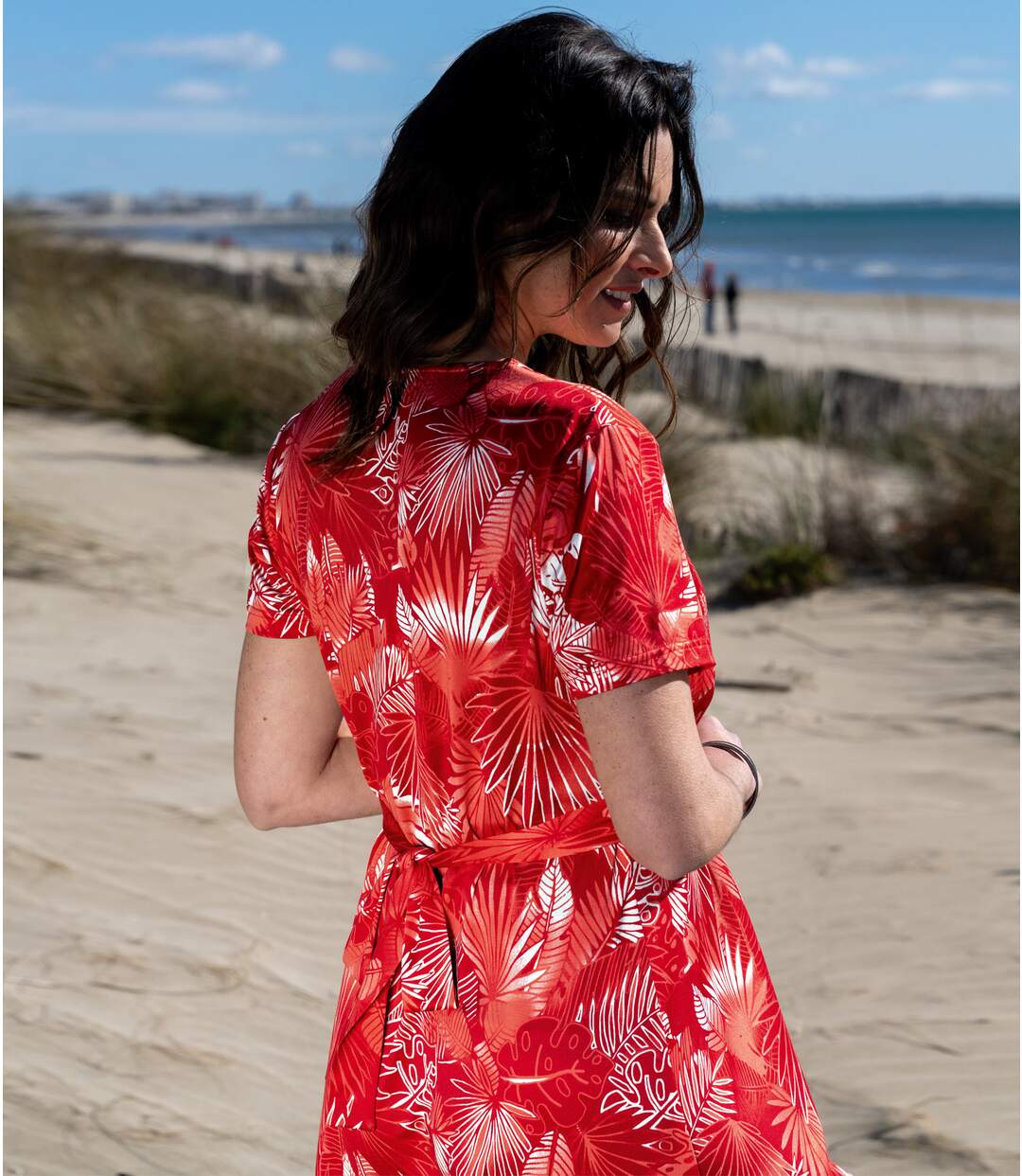 Robe Portefeuille Fluide Rouge-4