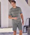 Men's Striped Pajama Short Set - Gray Atlas For Men