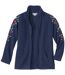 Women's Navy Embroidered Fleece Jacket 