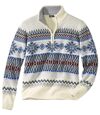 Men's Ecru Winter Knit Sweater - Half Zip Atlas For Men