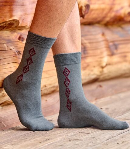 Pack of 5 Pairs of Men's Socks - Grey Navy Burgundy