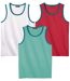 Pack of 3 Men's Summer Vests - Turquoise White Red 