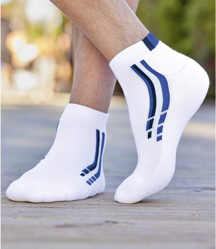 Pack of 4 Men's Sporty Trainer Socks - White Grey
