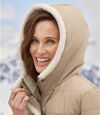 Lange donsjas Grand Froid met capuchon gevoerd met coral fleece  Atlas For Men