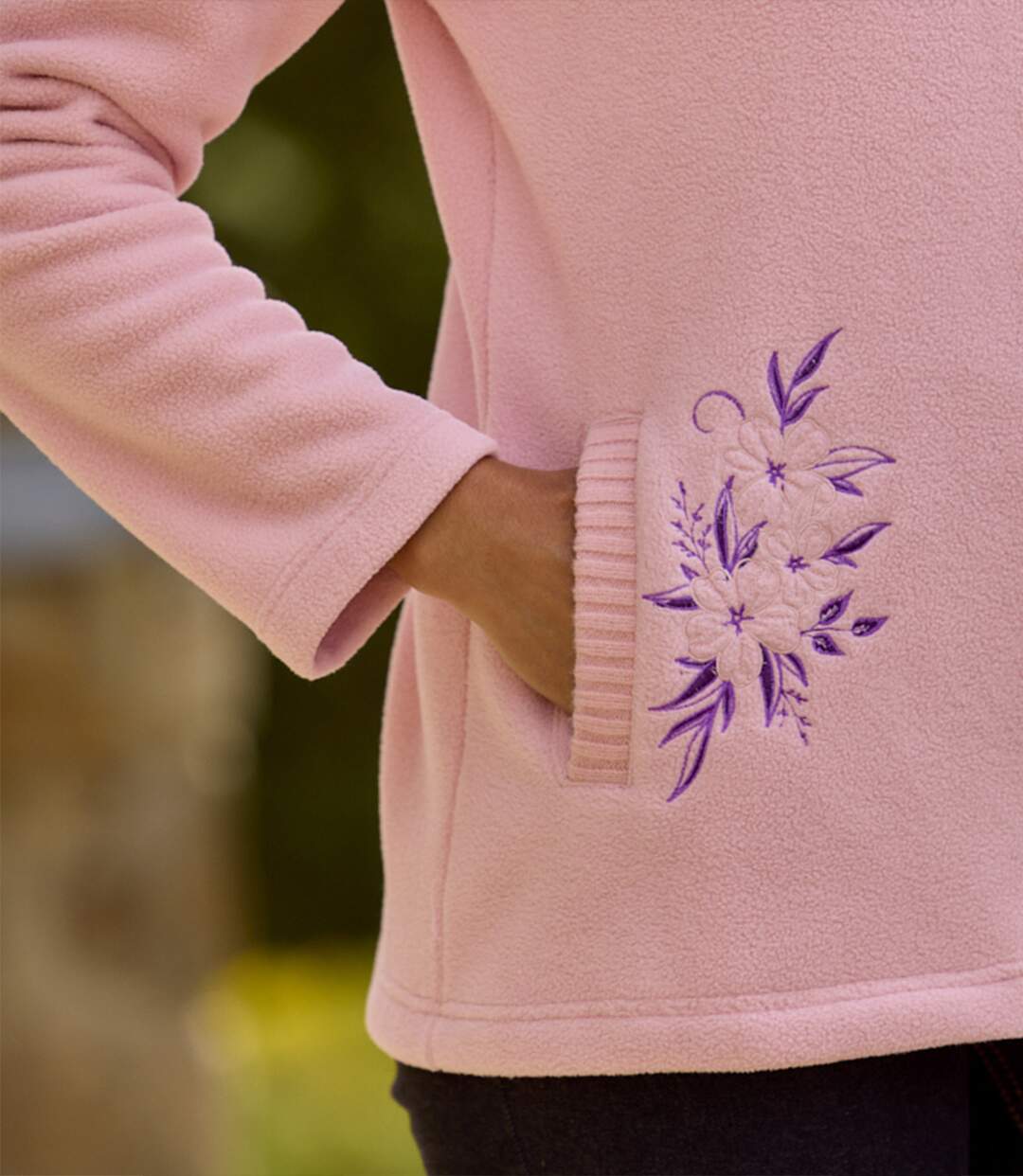 Le Pull Polaire Brodé Col Tricot-4