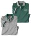 Pack of 2 Men's Piqué Polo Shirts - Gray Green