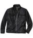 Men's Black Distressed-Look Faux Suede Jacket