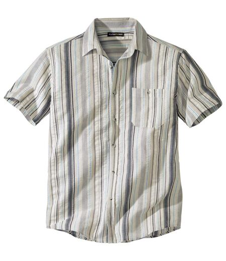 Koszula w paski stripe z teksturowanej bawełny
