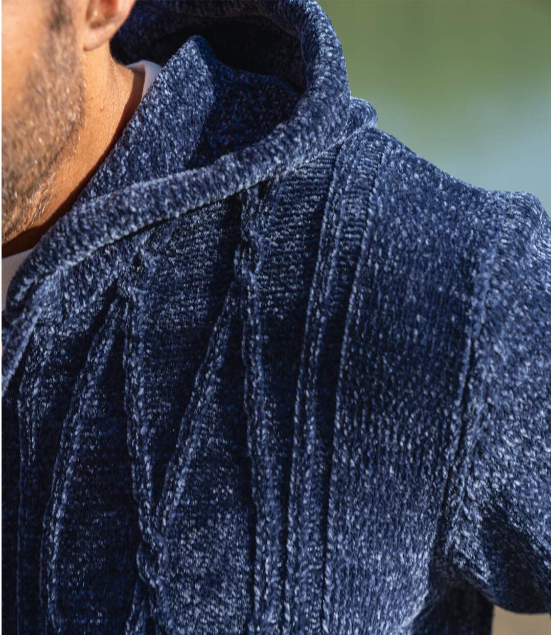 Gilet Tricot à Capuche Maille Chenille-5