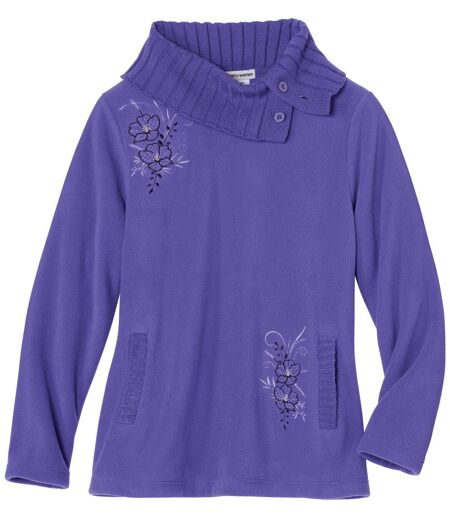 Women's Purple Embroidered Jumper