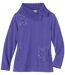 Women's Purple Embroidered Jumper-4