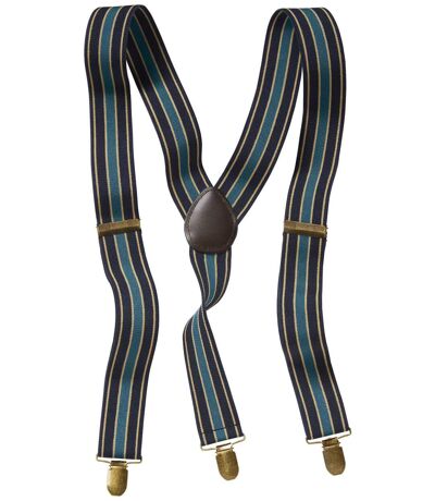 Men's Striped Blue Suspenders