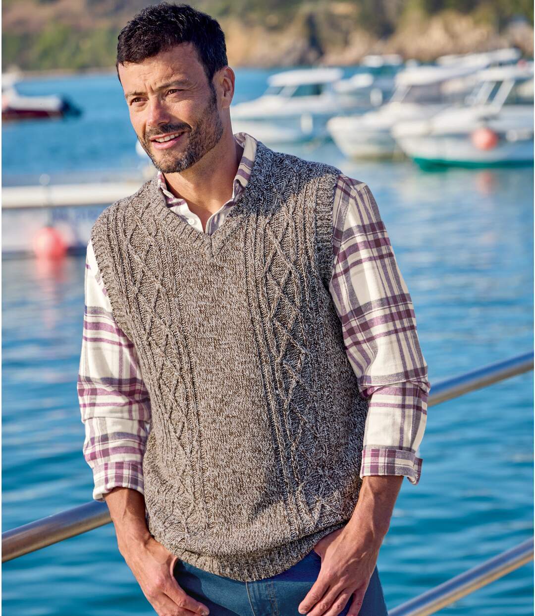 Pull Tricot Sans Manches Torsadé-1