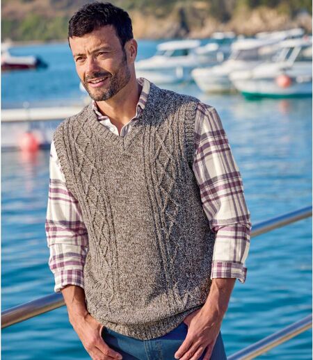 Pull Tricot Sans Manches Torsadé 
