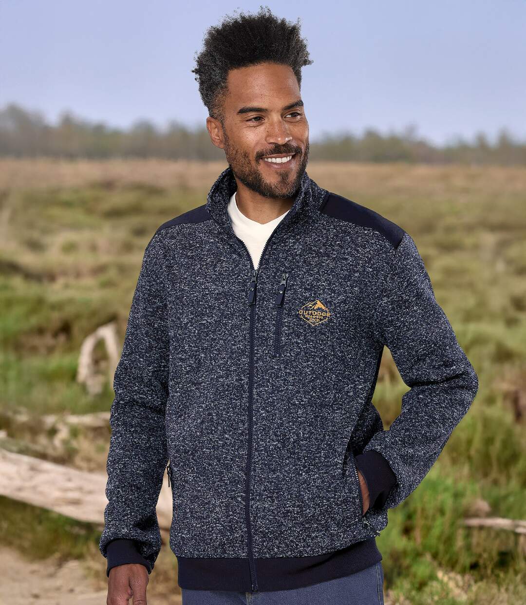 Stijlvol vest van sweatstof met rits-1