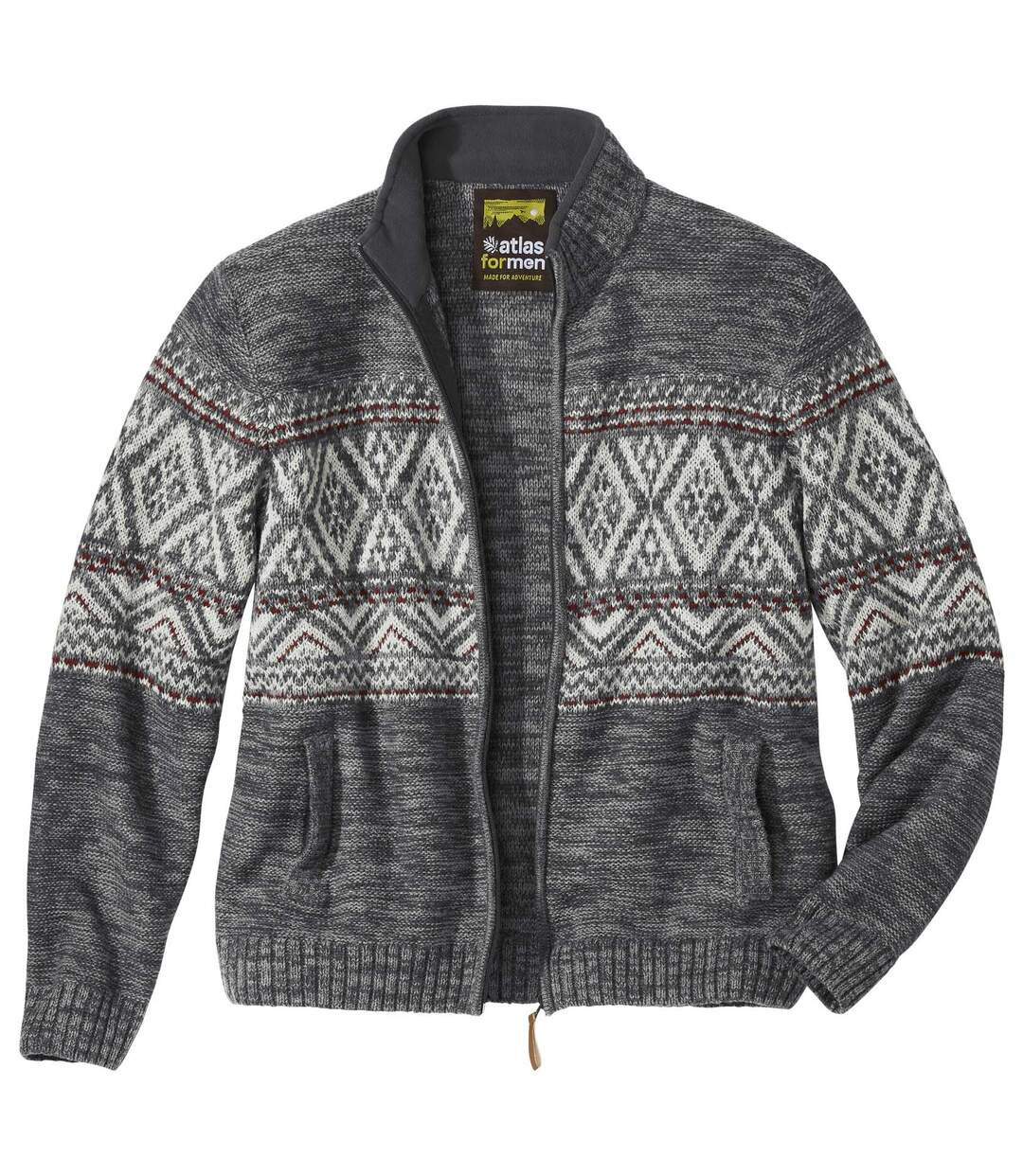 Men's Anthracite Patterned Knitted Jacket Atlas For Men