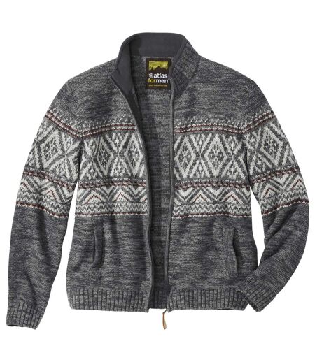 Men's Anthracite Patterned Knitted Jacket