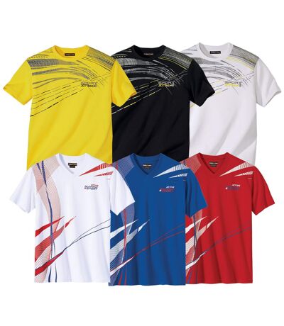 6er-Pack T-Shirts mit sportlichem Aufdruck - Reine Baumwolle