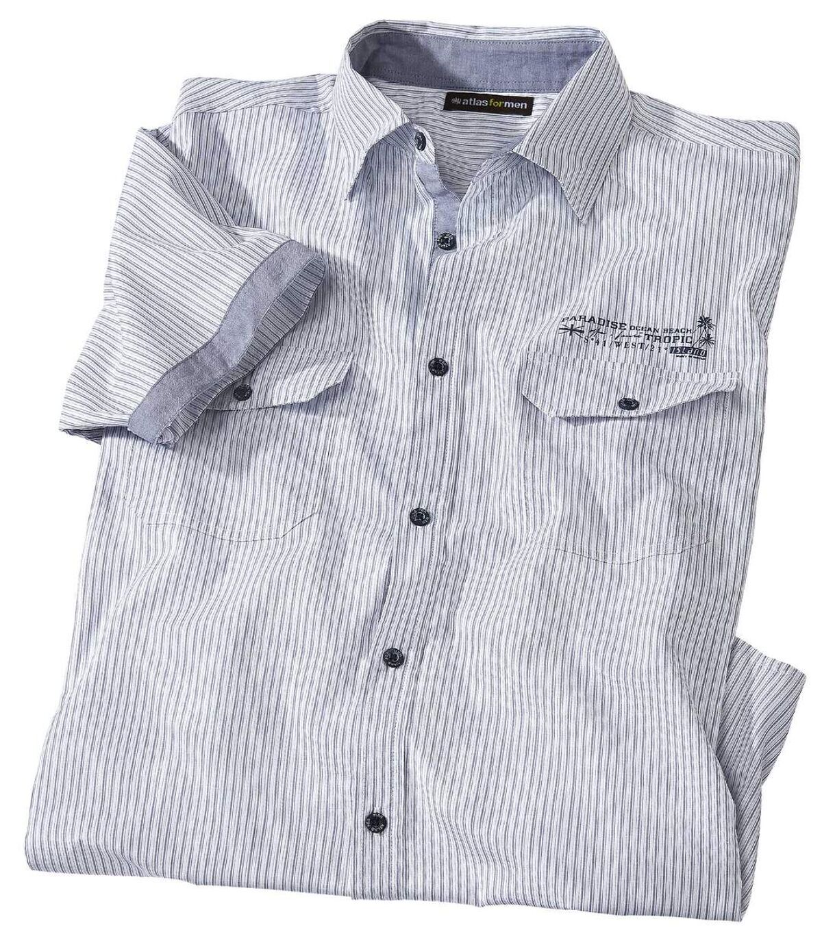 Men's Striped Poplin Shirt - Blue White  Atlas For Men