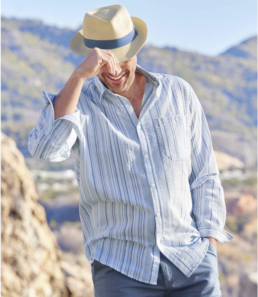 Men's Blue Striped Shirt-1