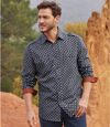 Men's Patterned Poplin Shirt - Navy Atlas For Men