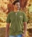 Pack of 3 Men's Essential Button-Neck T-Shirts - Khaki Off-White Brick Red