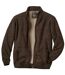 Men's Brown Arapaho Knitted Jacket with Fleece Lining - Full Zip