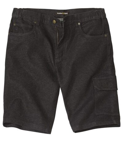 Men's Black Stretch Denim Cargo Shorts