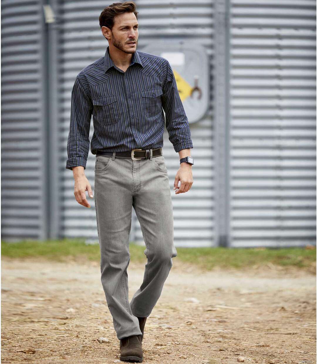Men's Grey Stretch Jeans Atlas For Men