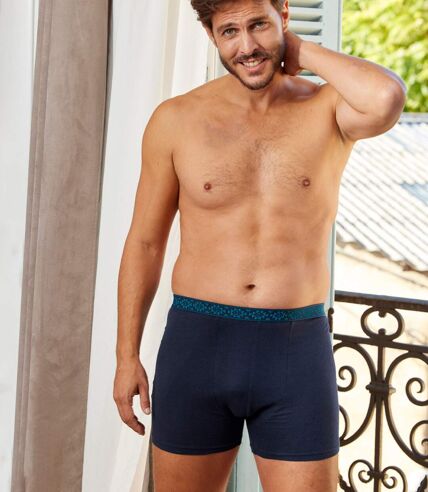 Pack of 2 Men's Stretch Boxer Shorts - Navy Blue