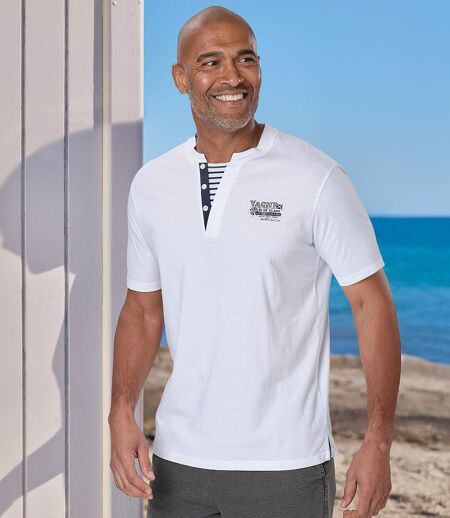 Pack of 2 Men's Palm Club T-Shirts - White Blue  