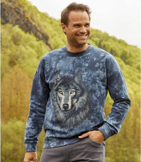 Sweatshirt mit aufgedrucktem Wolfsmotiv