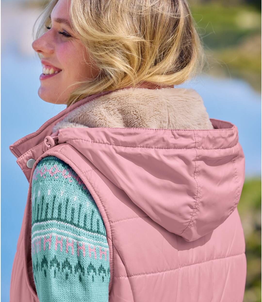 Women's Pink Padded Gilet-3