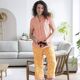 Pantalon de pyjama 7/8eme abricot-1