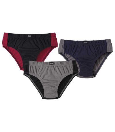 Pack of 3 Men's Twin-Colour Briefs - Navy Black Grey