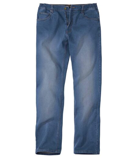 Men's Blue Regular Stretch Jeans - Elasticated Waist