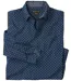 Men's Micro-Patterned Poplin Shirt - Navy Blue Ecru-2