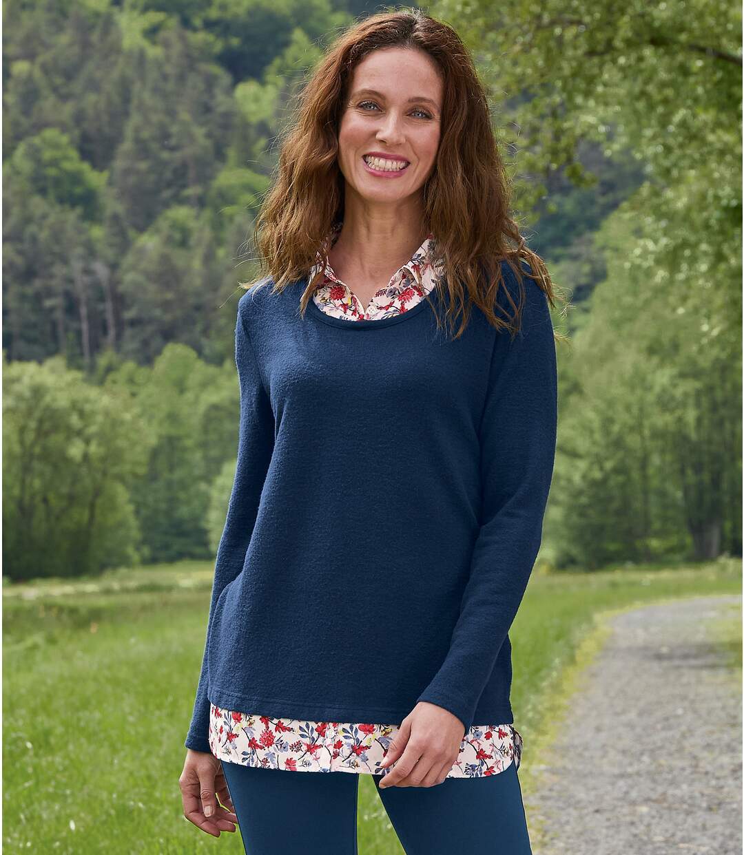 Women's Navy 2-in-1 Sweater-1