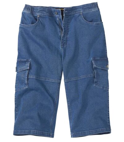 Jeansowe spodnie bojówki ¾ ze stretchem