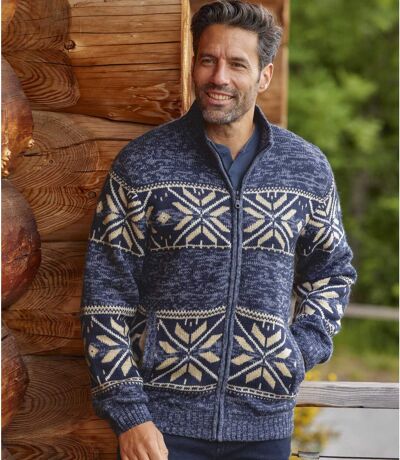 Zimný pletený sveter podšitý flísom