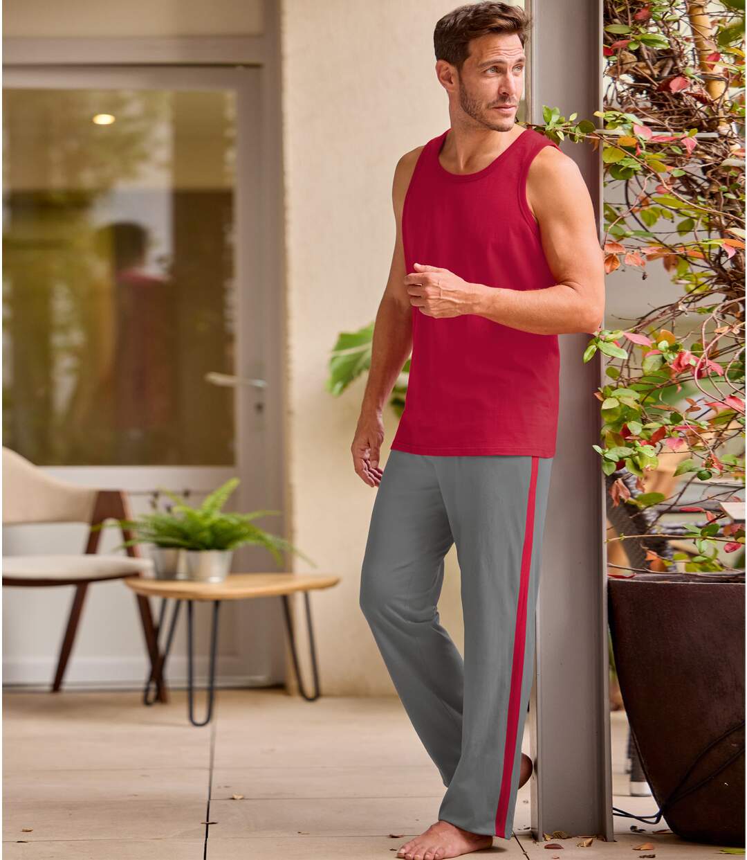 Men's Casual Cotton Trousers - Grey-3