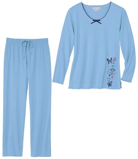 Women's Blue Cotton Pyjamas