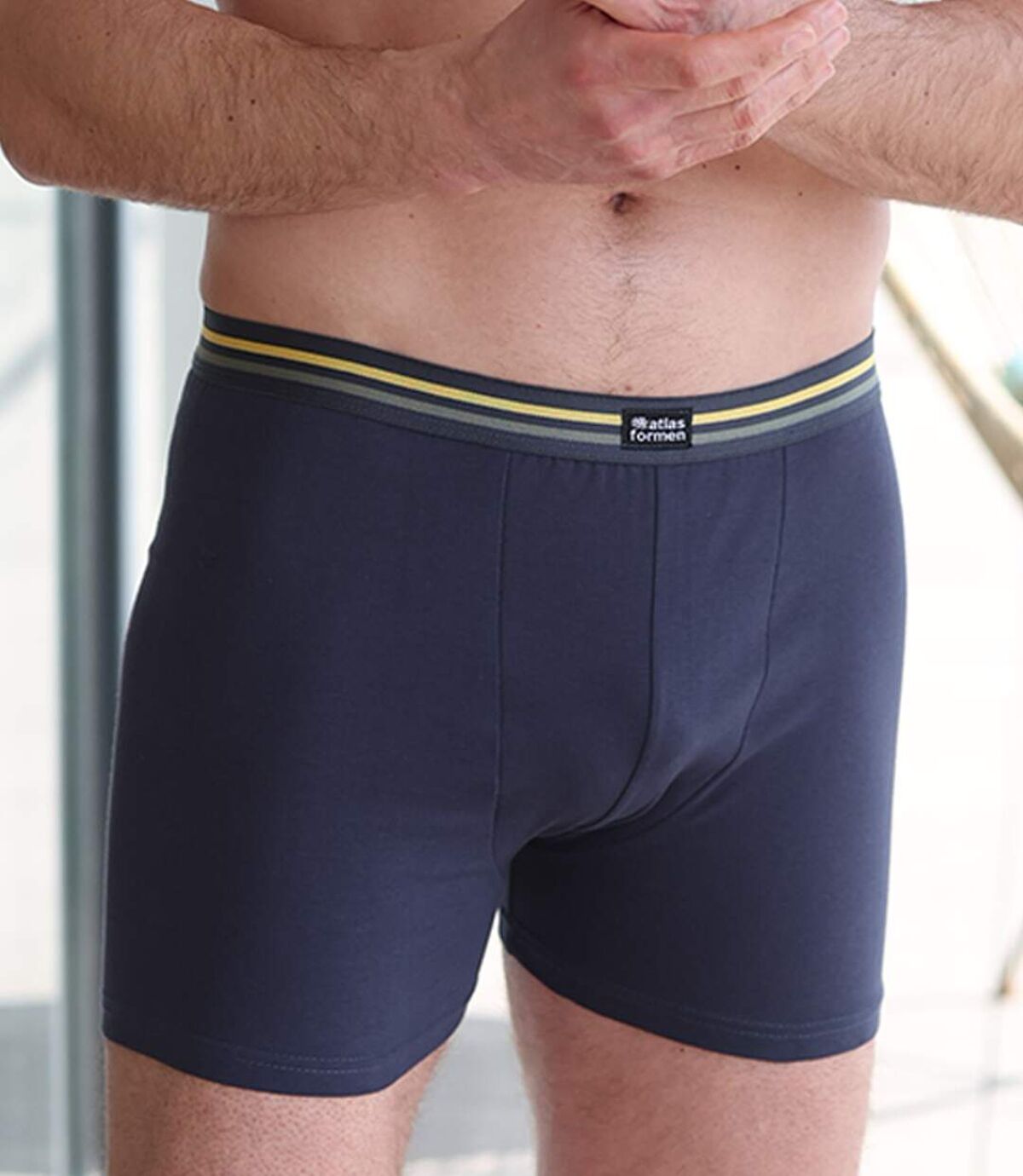 Sada 3 pohodlných jednobarevných boxerek ze strečového žerzeje Atlas For Men