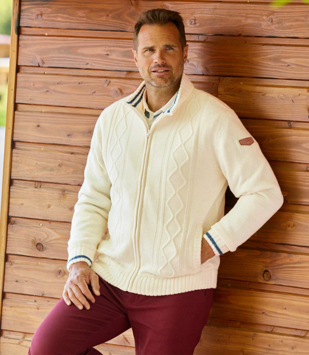 Trykotowa bluza podszyta kożuszkiem sherpa Atlas For Men